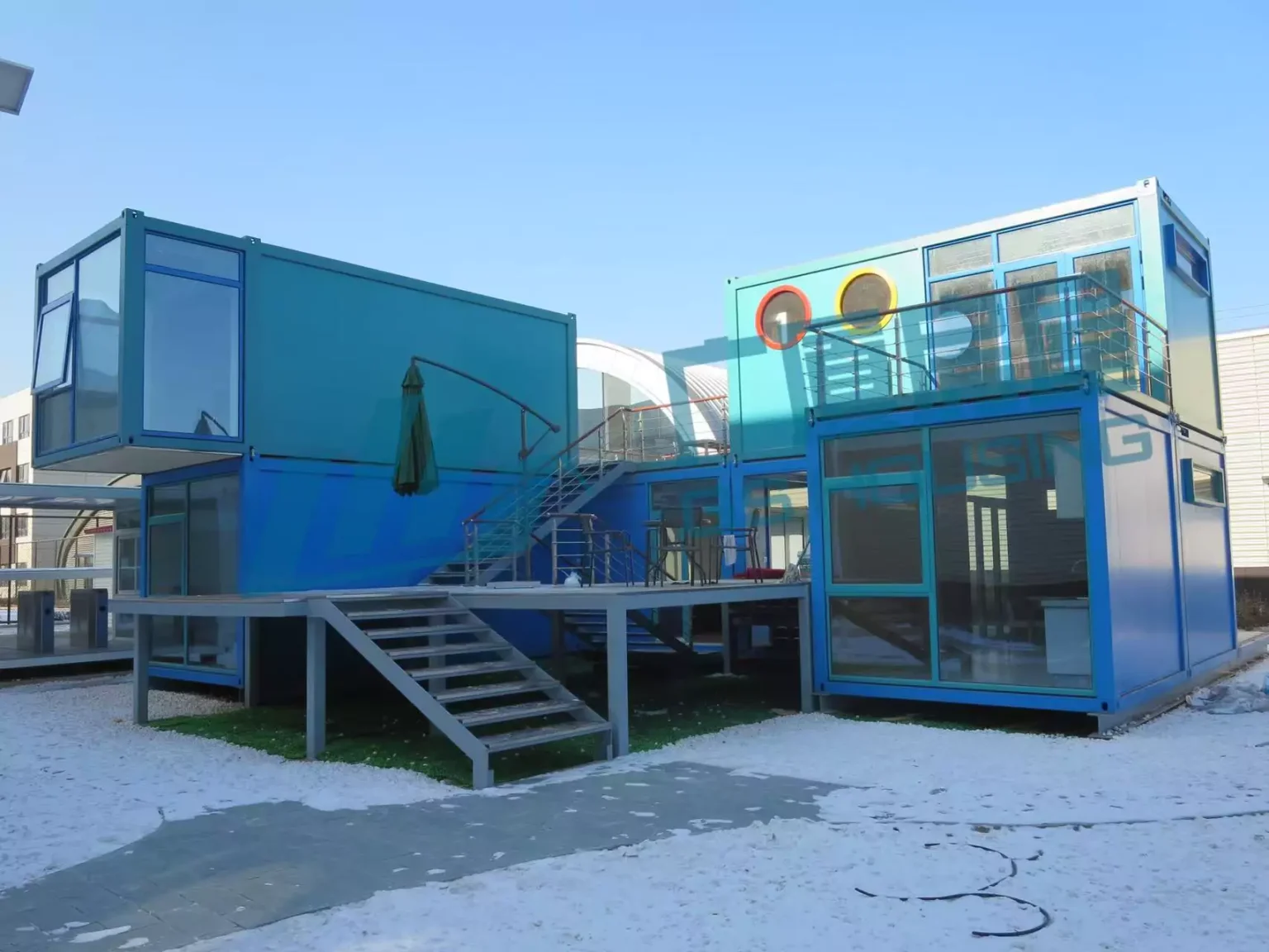 Expandable container house under sunlight with modern modular design