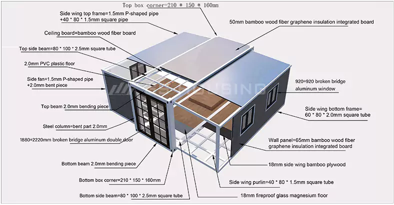 20ft expandable container house main exterior view