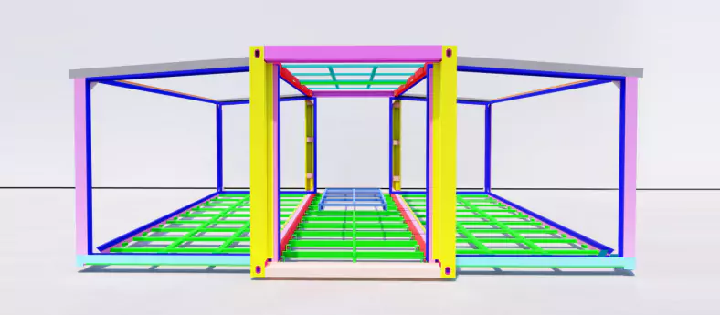 steel frame structure of 30ft expandable container house with high strength design