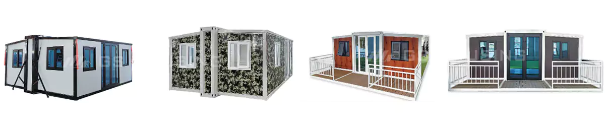 Foldable modular container house exterior, 20ft expandable design, perfect for temporary accommodation