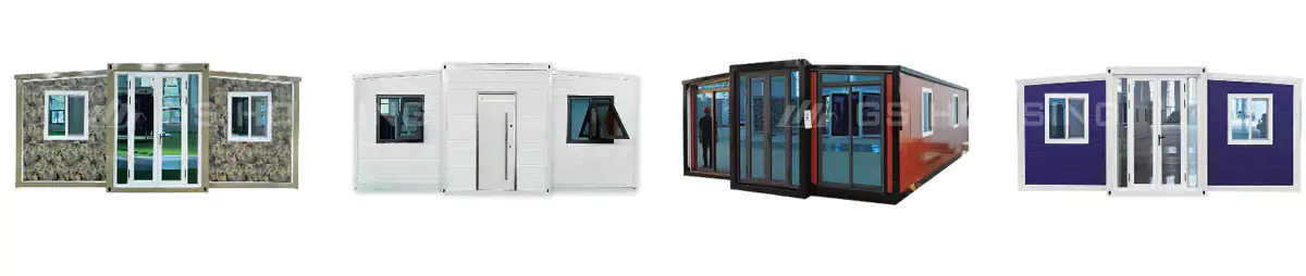 Interior view of 20ft expandable container house, modular design with functional living space