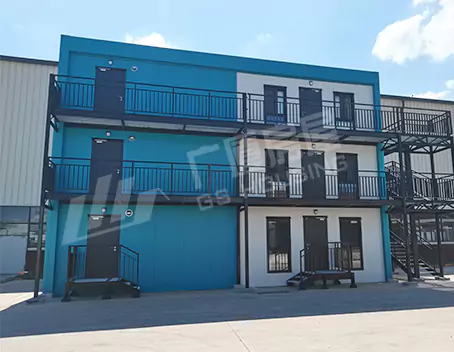 flat pack container house Type-D front view modular container building exterior