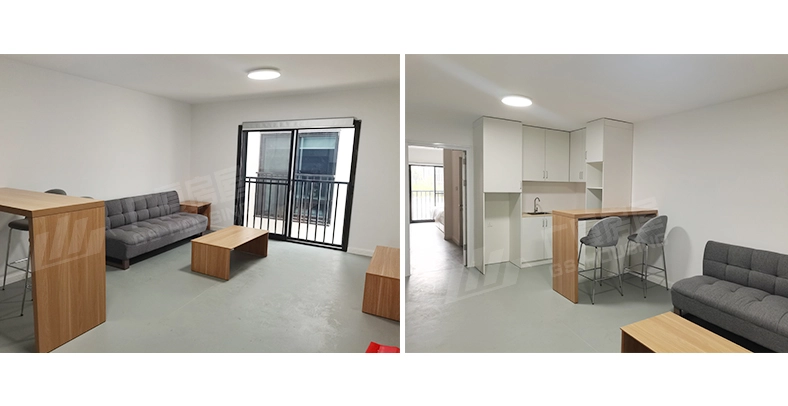 Type-A flat pack container house interior room layout modular prefab design