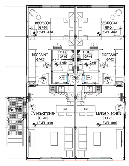 type-a-container-house-steel-frame-detail Type-A container house floor structure durable steel base modular construction