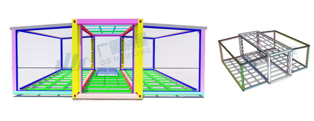 type-a-flat-pack-container-house-frame-structure Type-A flat pack container house frame structure galvanized steel Q355B modular design