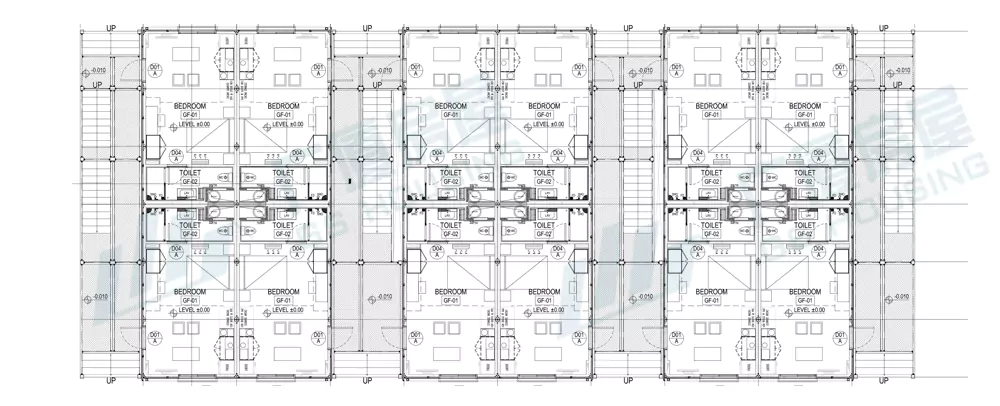 Type-B flat pack container house structure diagram steel frame modular design
