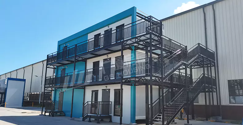 Type-D flat pack container house exterior side view prefab modular housing