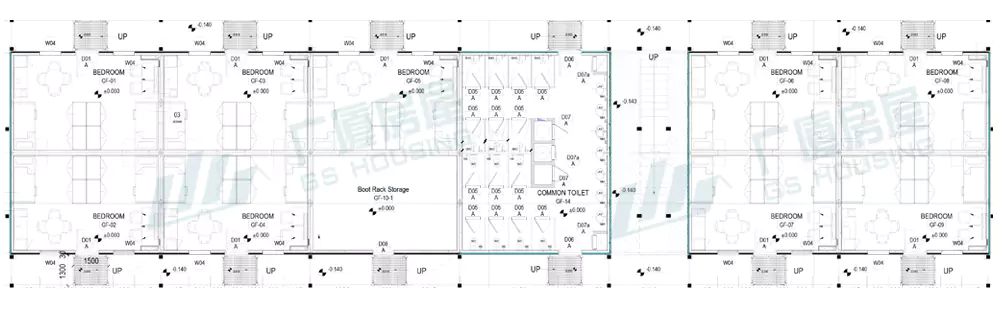 type-d-container-house-structure-diagram Type-D flat pack container house structure diagram steel frame modular design