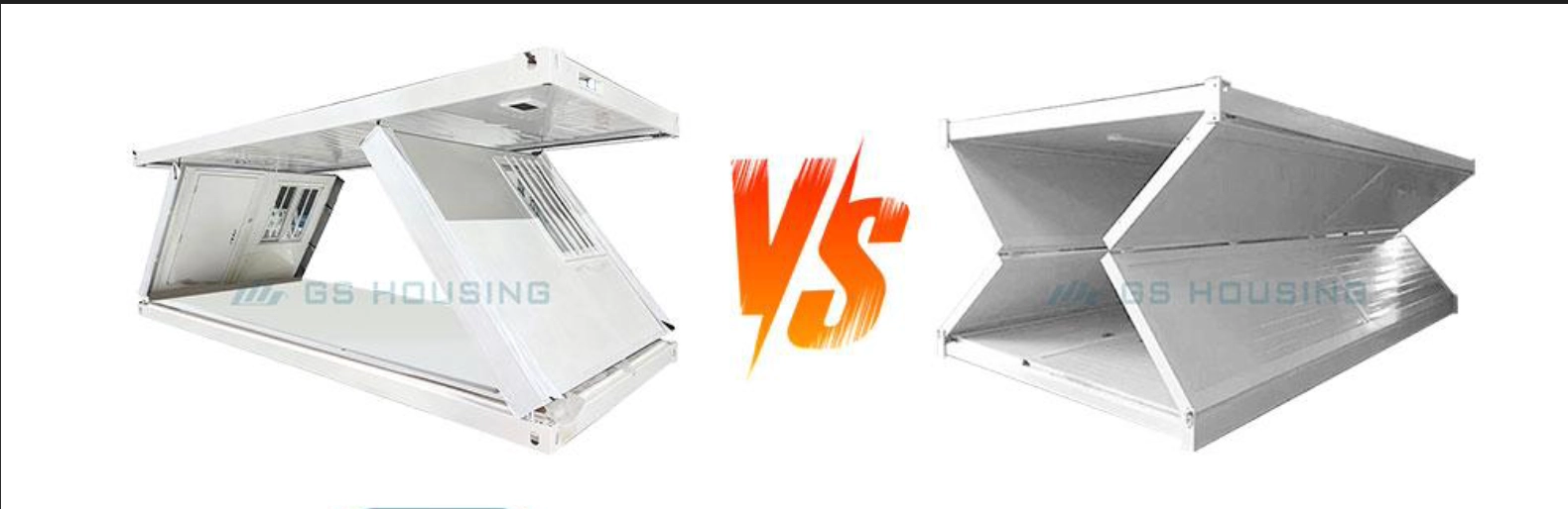 Comparison chart showing advantages of Z folding container house over traditional modular buildings in terms of setup speed and transport cost.